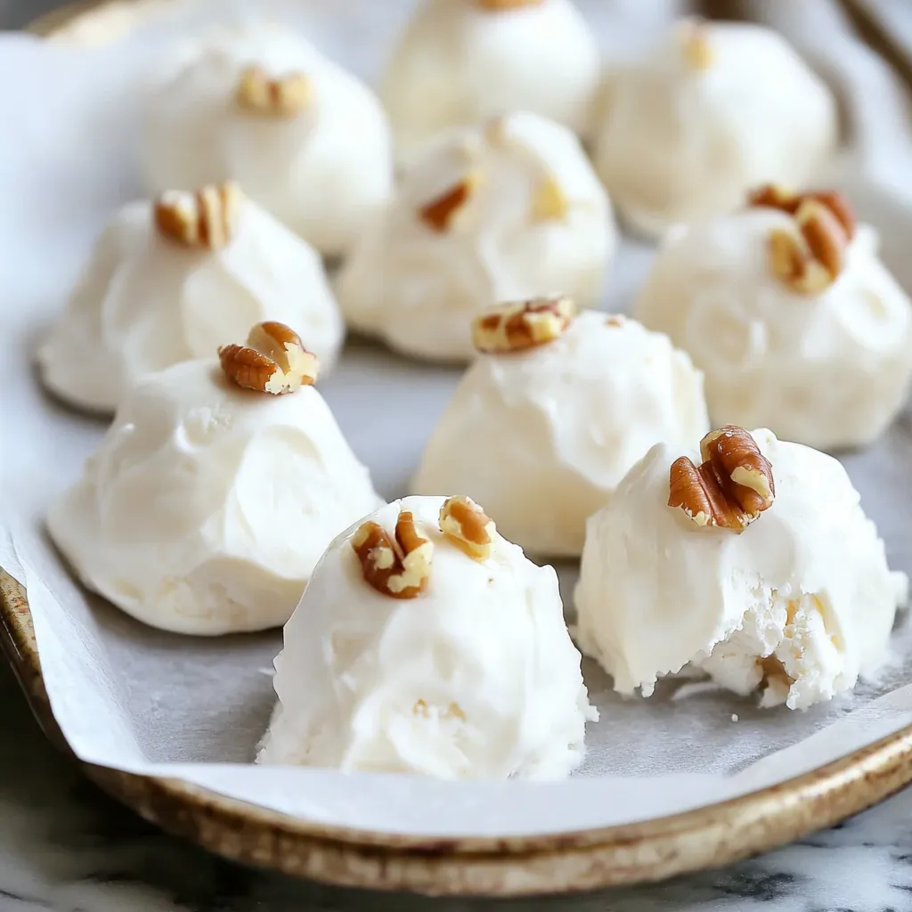 A plate of glossy, snowy-white Easy Divinity Candy pieces topped with chopped pecans, perfect for holiday gifting.