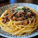 Garlic Butter Spaghetti with Hearty Beef Bolognese