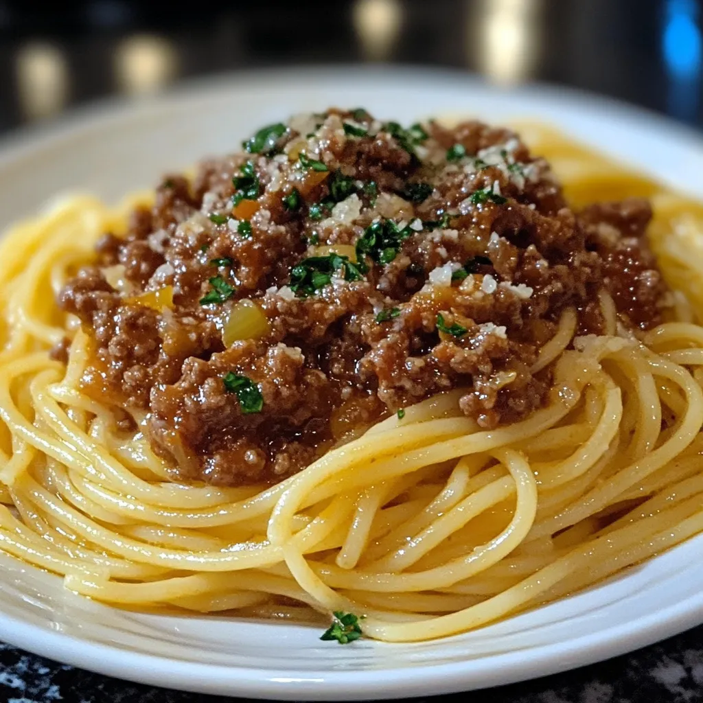 Garlic Butter Spaghetti with Hearty Beef Bolognese