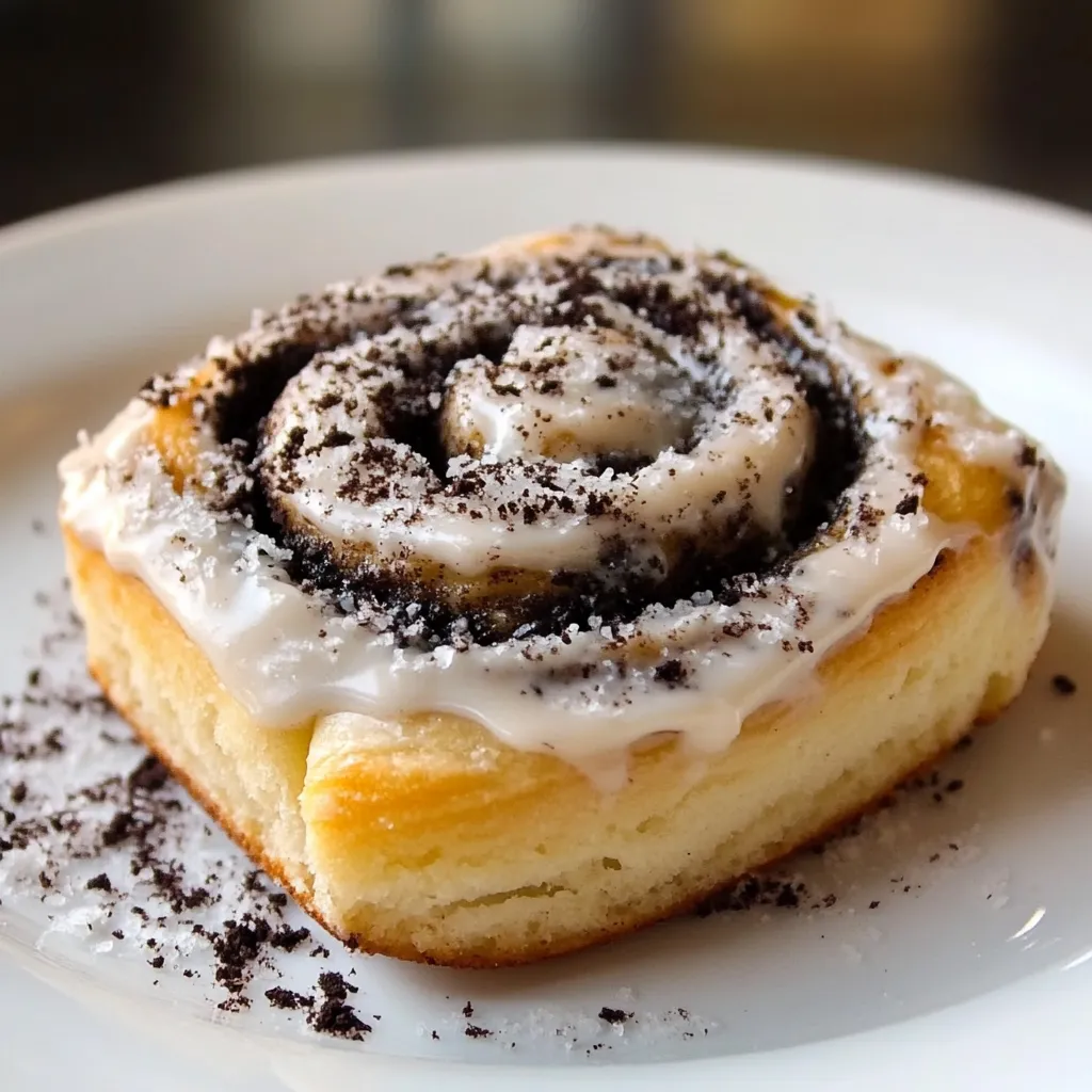 A tray of freshly baked Oreo-Stuffed Cinnamon Rolls drizzled with icing and chocolate.