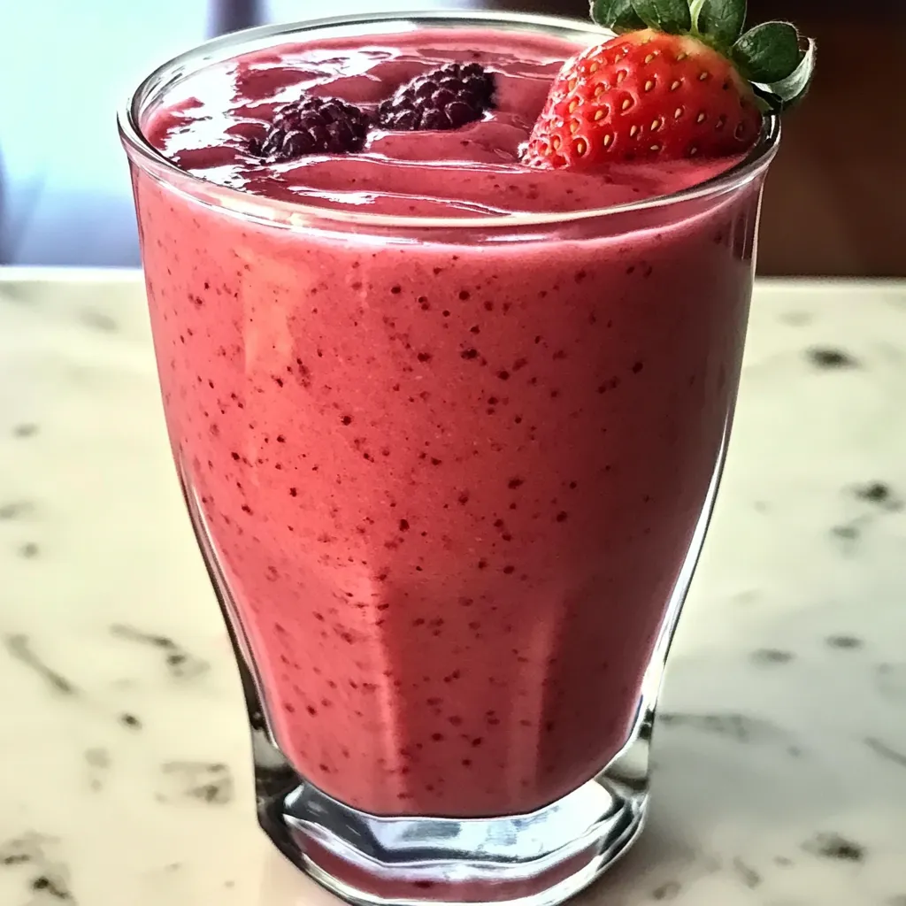 A refreshing fat-burning strawberry smoothie in a clear glass, garnished with a fresh strawberry and chia seeds.