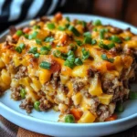 A freshly baked Poor Man’s Husband Casserole in a white baking dish, topped with golden, buttery cracker crumbs and bubbling melted cheese.