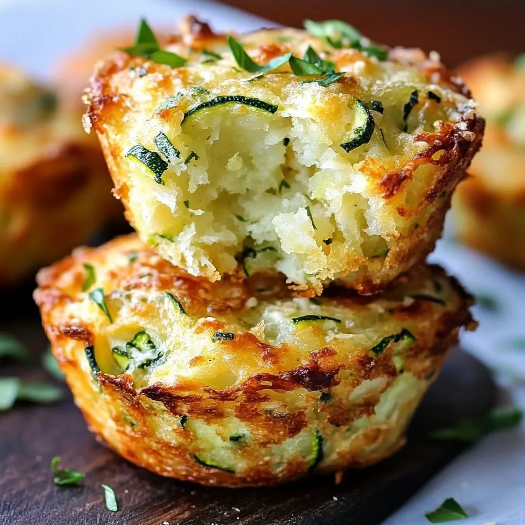 Golden-brown crispy Parmesan zucchini potato muffins in a muffin tin, with melted cheese and crunchy edges.