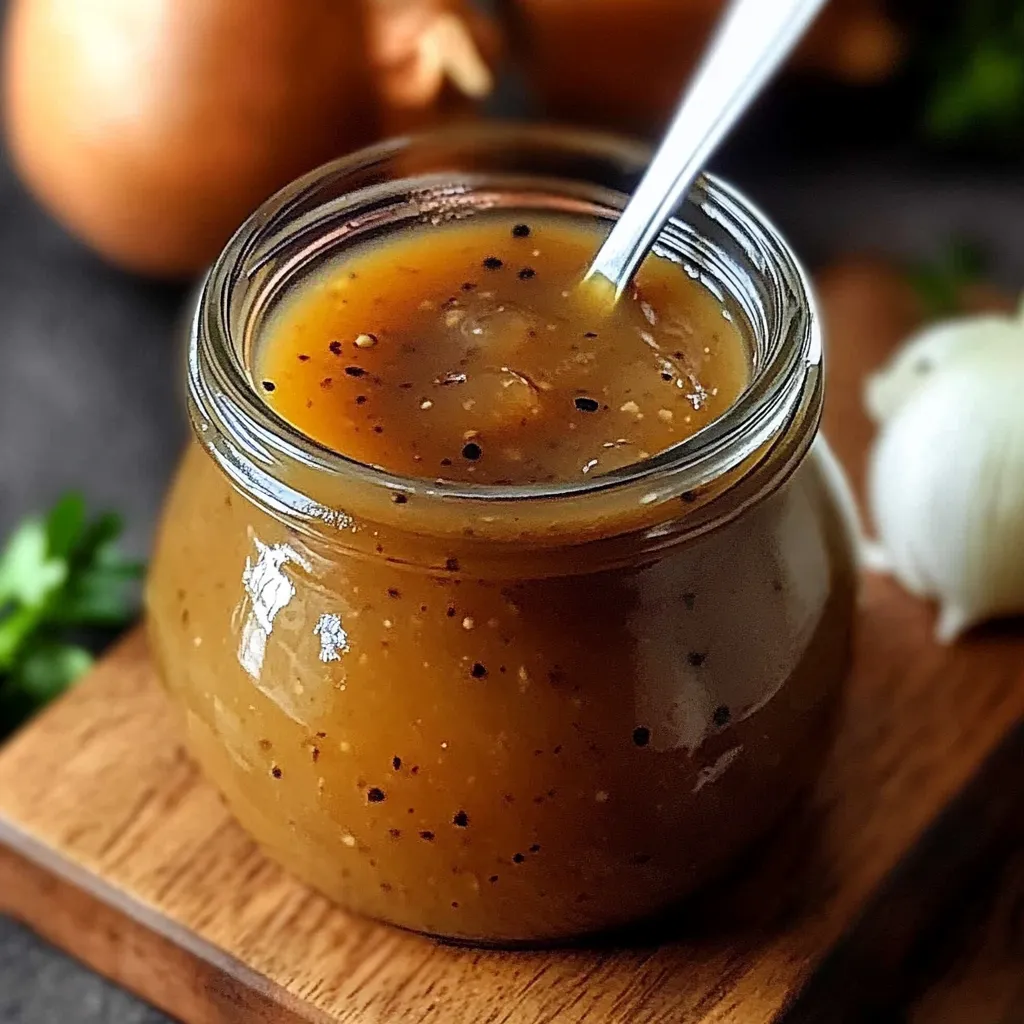 Homemade Subway-style sweet onion sauce in a glass jar, ready to drizzle over sandwiches and wraps.