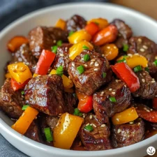 Air Fryer Honey Garlic Steak Sweet Pepper Bites Recipe