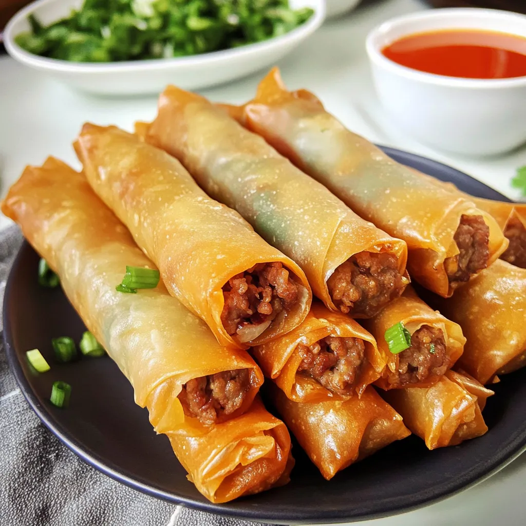 Crispy homemade Filipino Lumpia served with dipping sauces