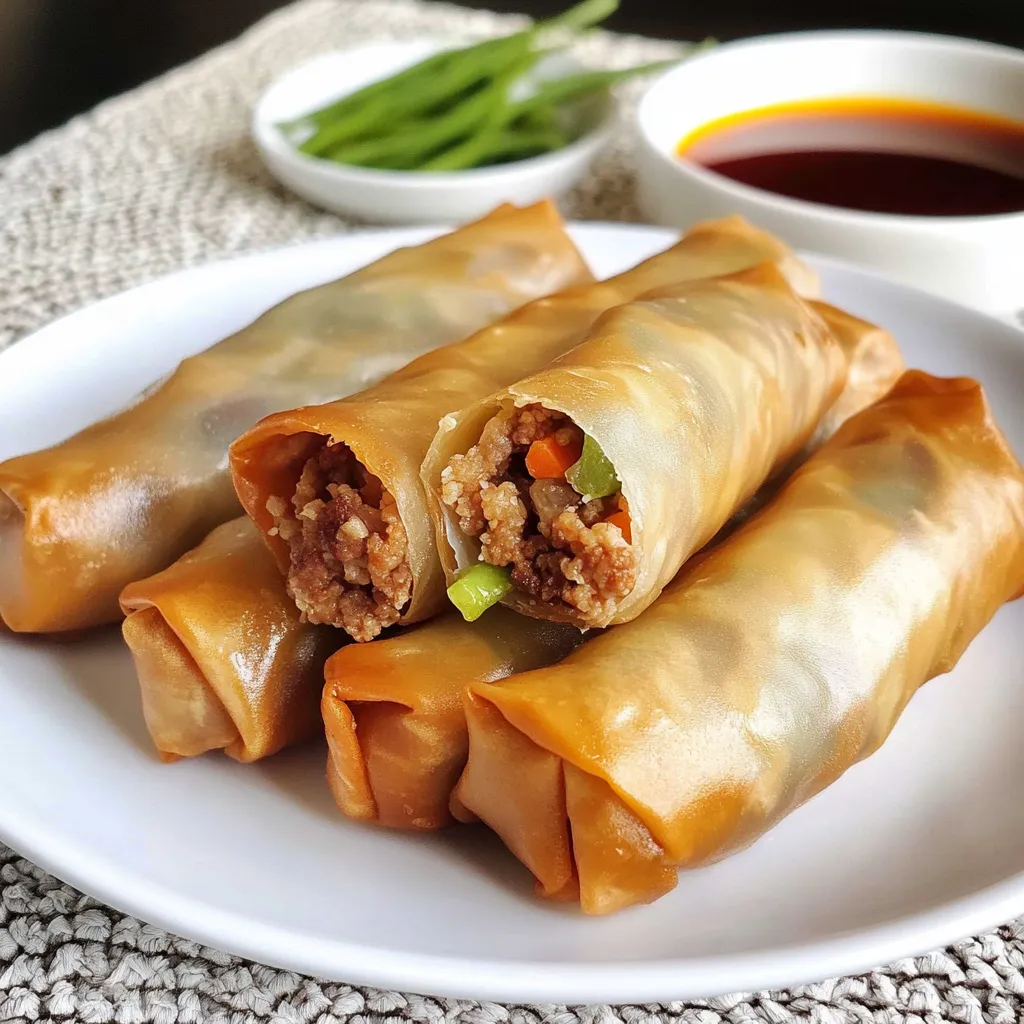 Crispy homemade Filipino Lumpia served with dipping sauces