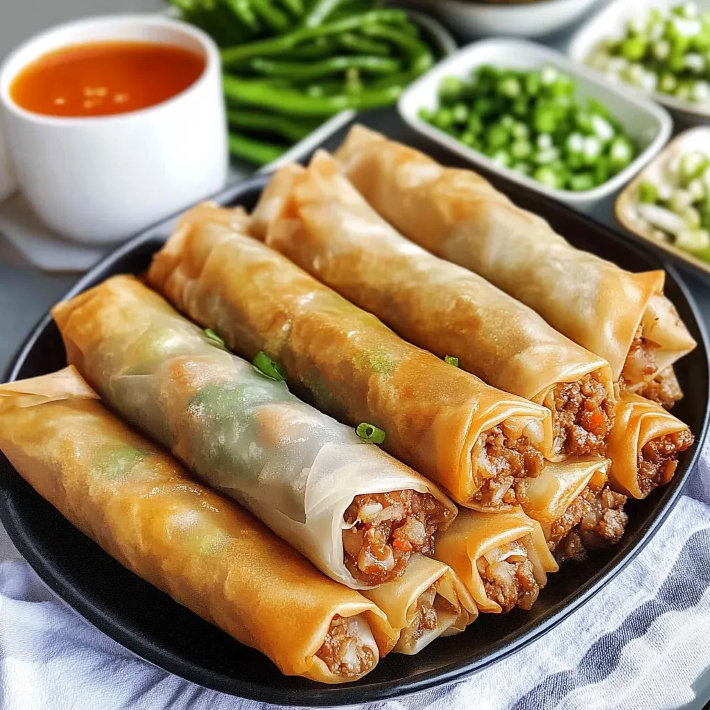 Crispy homemade Filipino Lumpia served with dipping sauces
