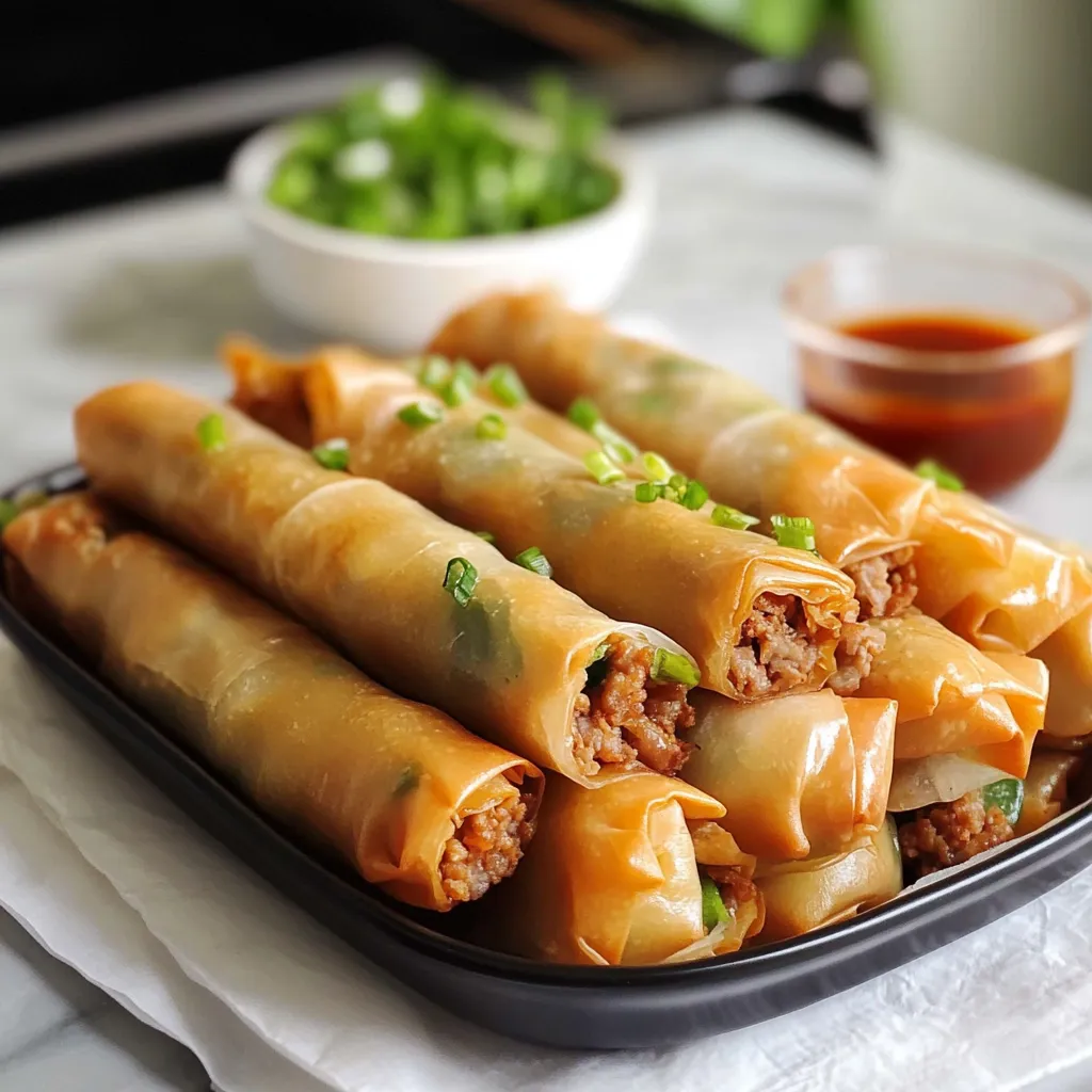Crispy homemade Filipino Lumpia served with dipping sauces