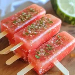 Firecracker Watermelon Tequila Pops in mold with lime wedges and Tajín seasoning