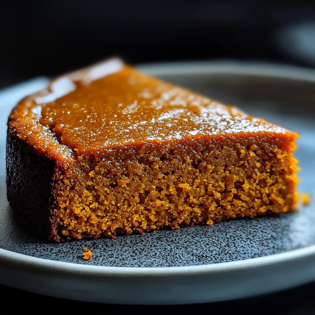 Slice of flourless sweet potato ginger cake topped with whipped coconut cream