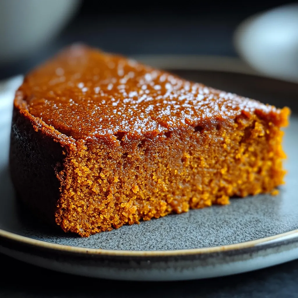 Slice of flourless sweet potato ginger cake topped with whipped coconut cream