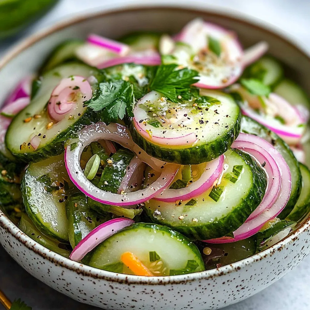 Sliced cucumbers and onions in a glass jar with brine and dill
