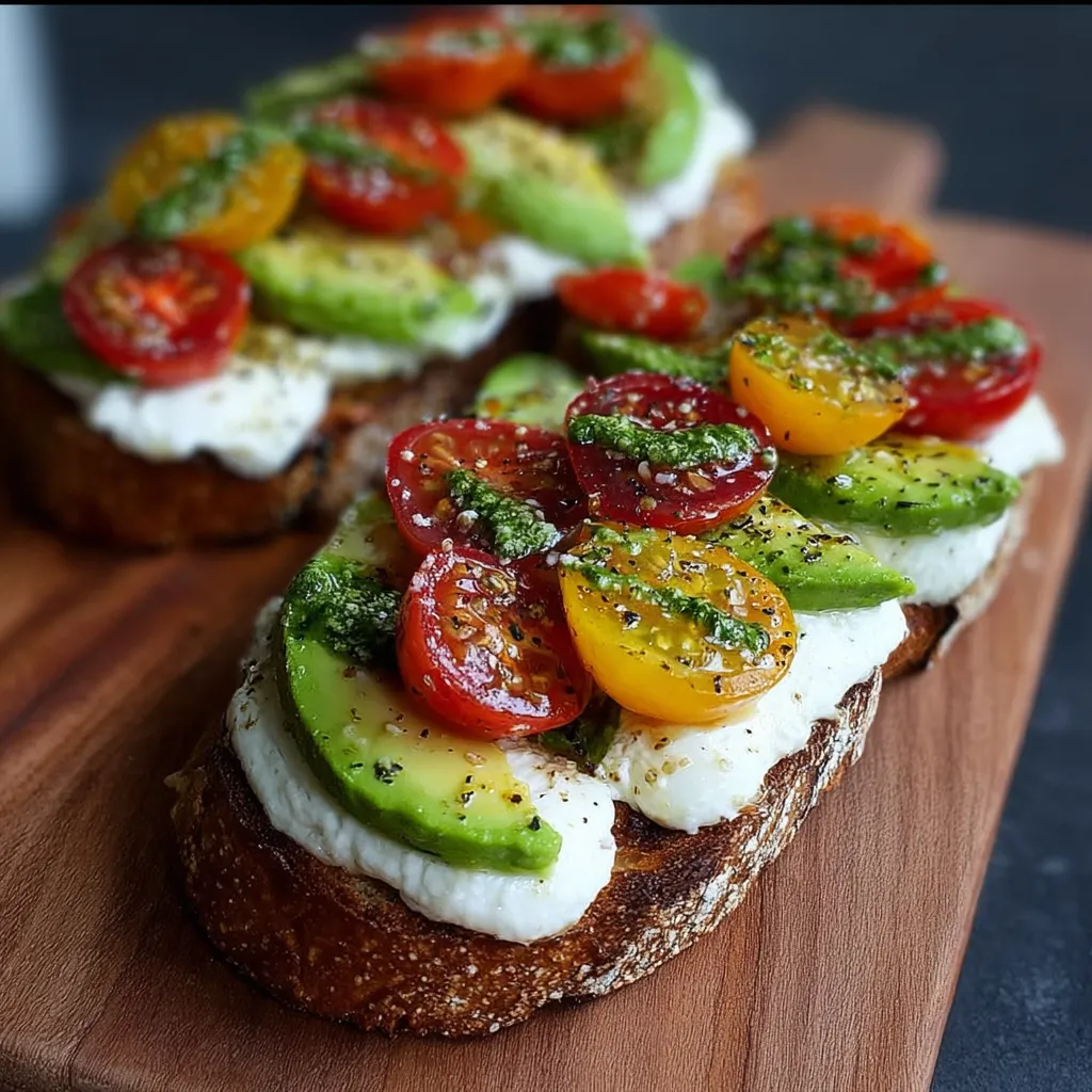 Caprese avocado toast, avocado tomato mozzarella toast, Caprese toast with avocado