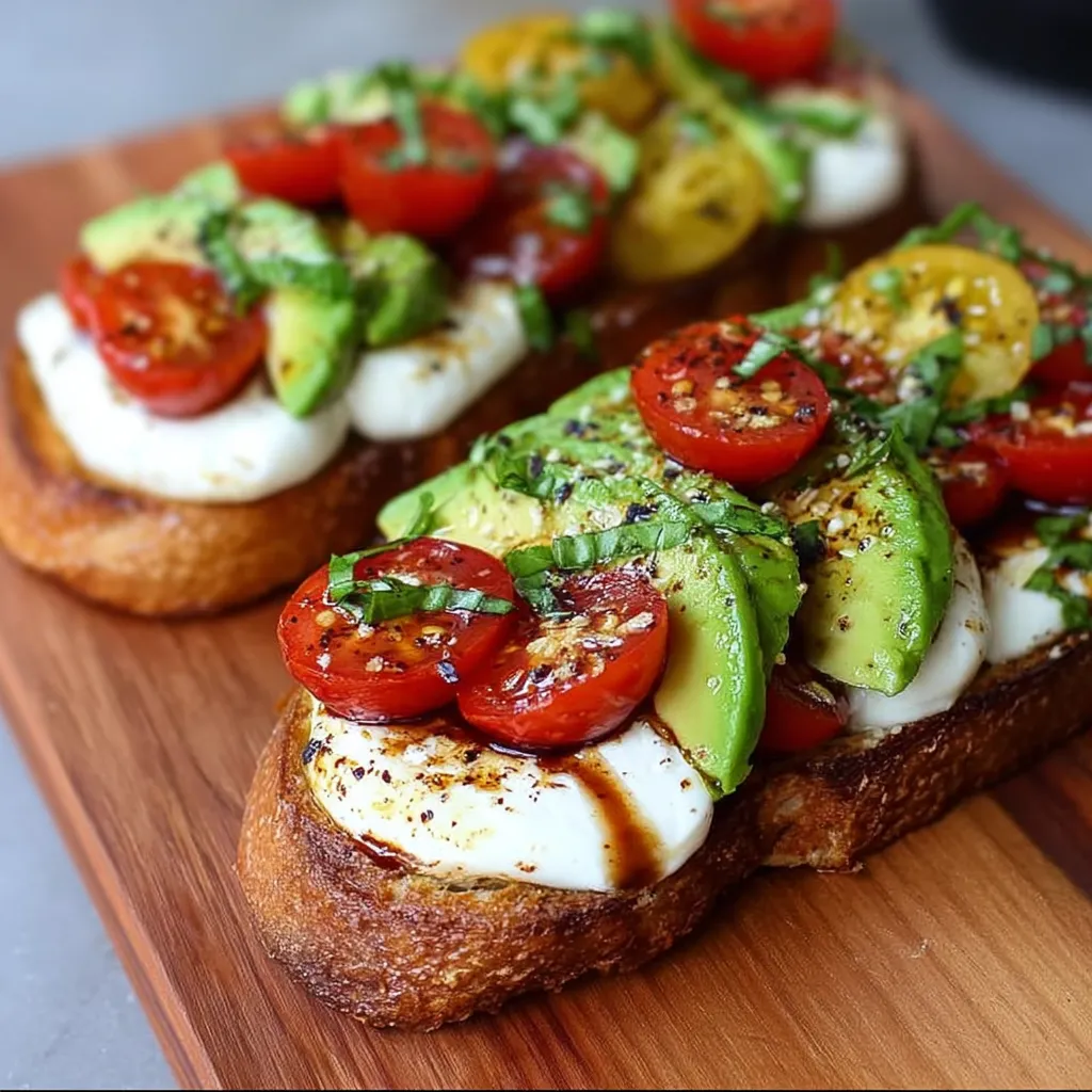 Caprese avocado toast, avocado tomato mozzarella toast, Caprese toast with avocado