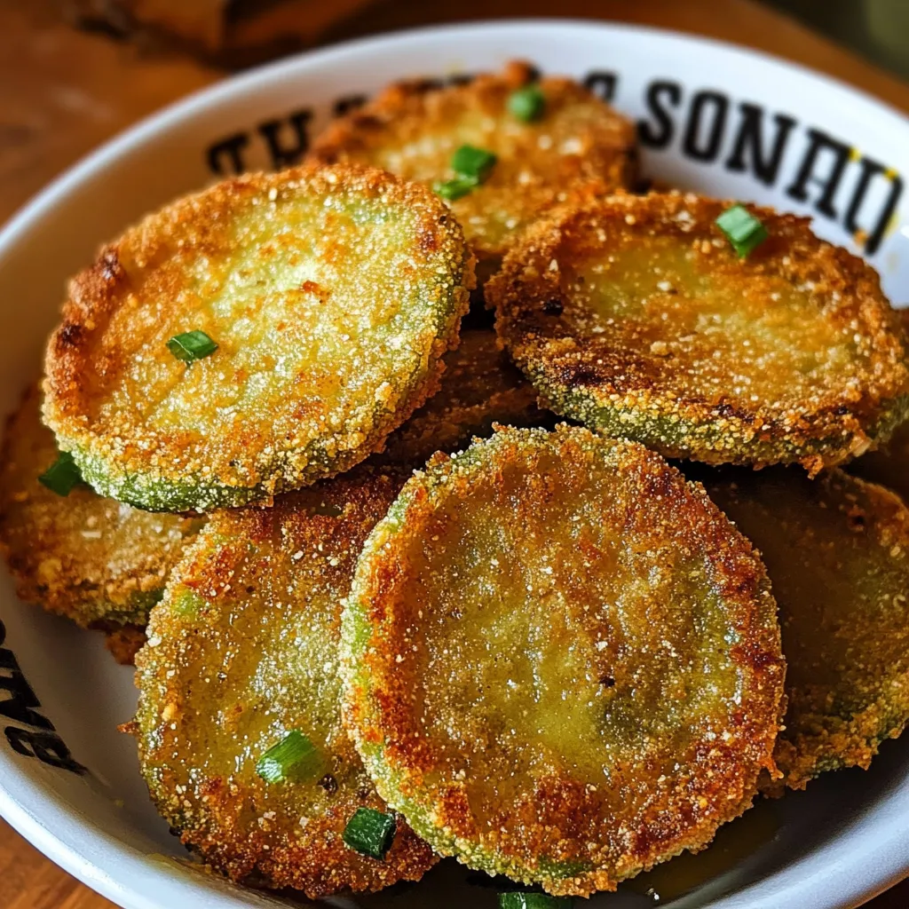 Crispy fried green tomatoes served on a plate with dipping sauce