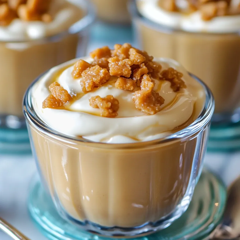 Homemade Butterscotch Pudding served in glass ramekins