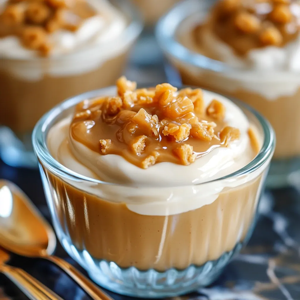 Homemade Butterscotch Pudding served in glass ramekins