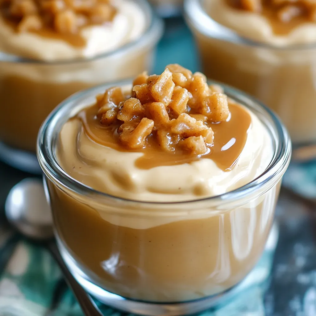 Homemade Butterscotch Pudding served in glass ramekins