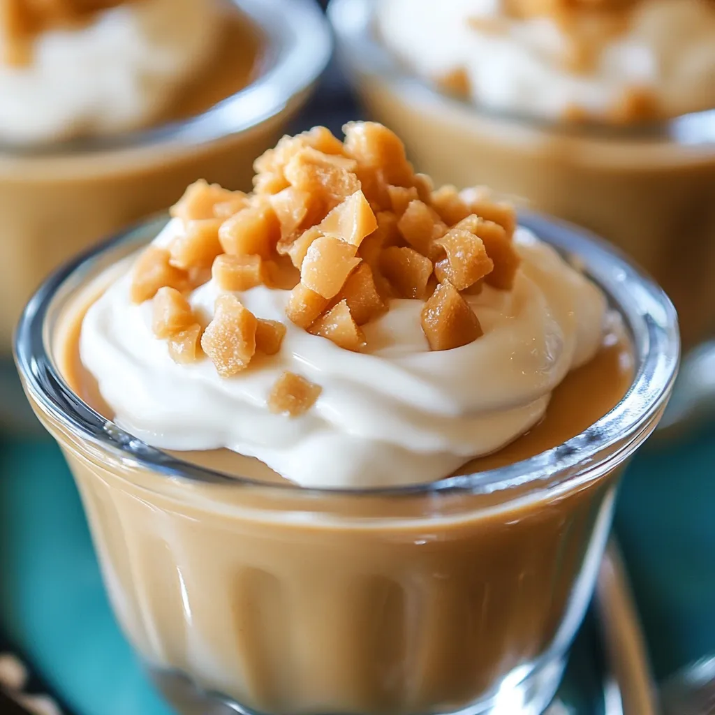 Homemade Butterscotch Pudding served in glass ramekins