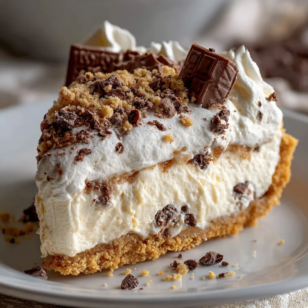 Cannoli Cream Pie with creamy ricotta filling, chocolate chips, and pistachio topping in a graham cracker crust.