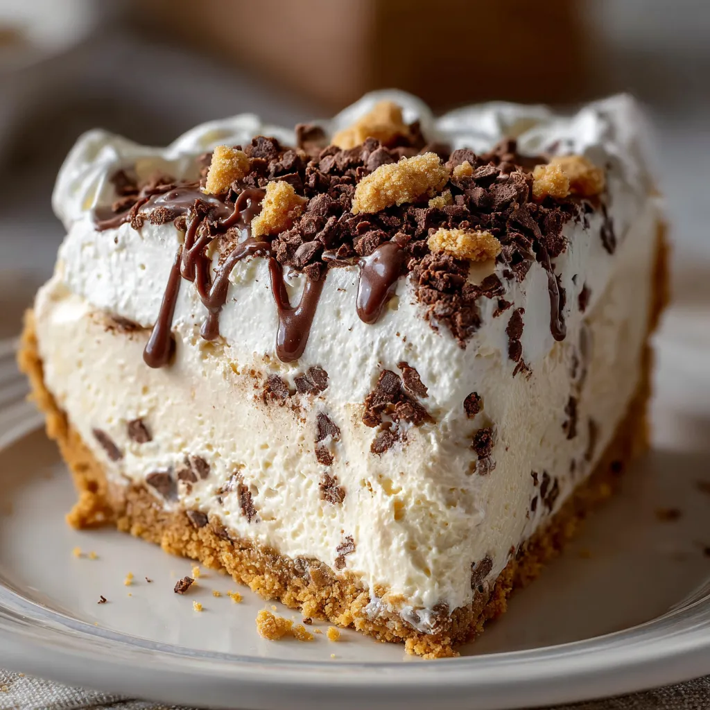 Cannoli Cream Pie with creamy ricotta filling, chocolate chips, and pistachio topping in a graham cracker crust.
