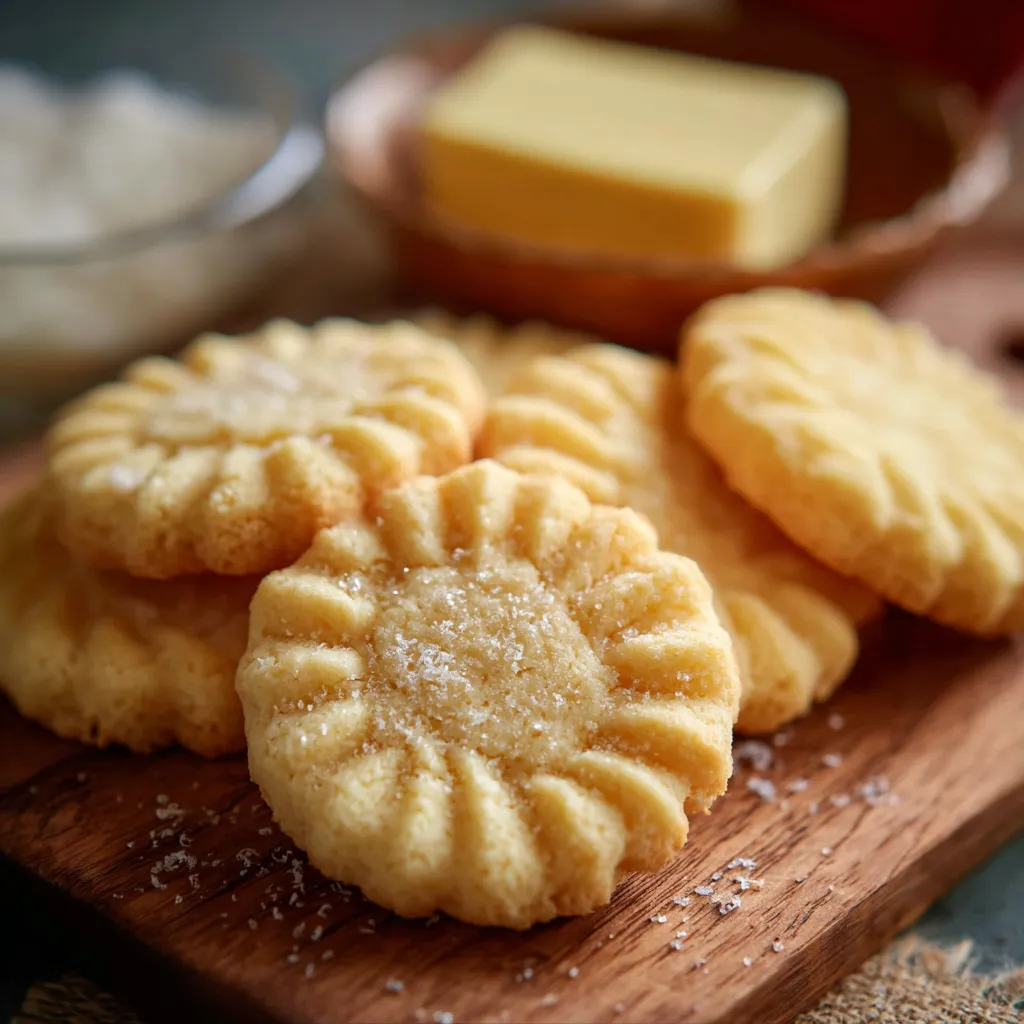 Classic Butter Cookies arranged on a cooling rack with golden edges and a dusting of sugar.