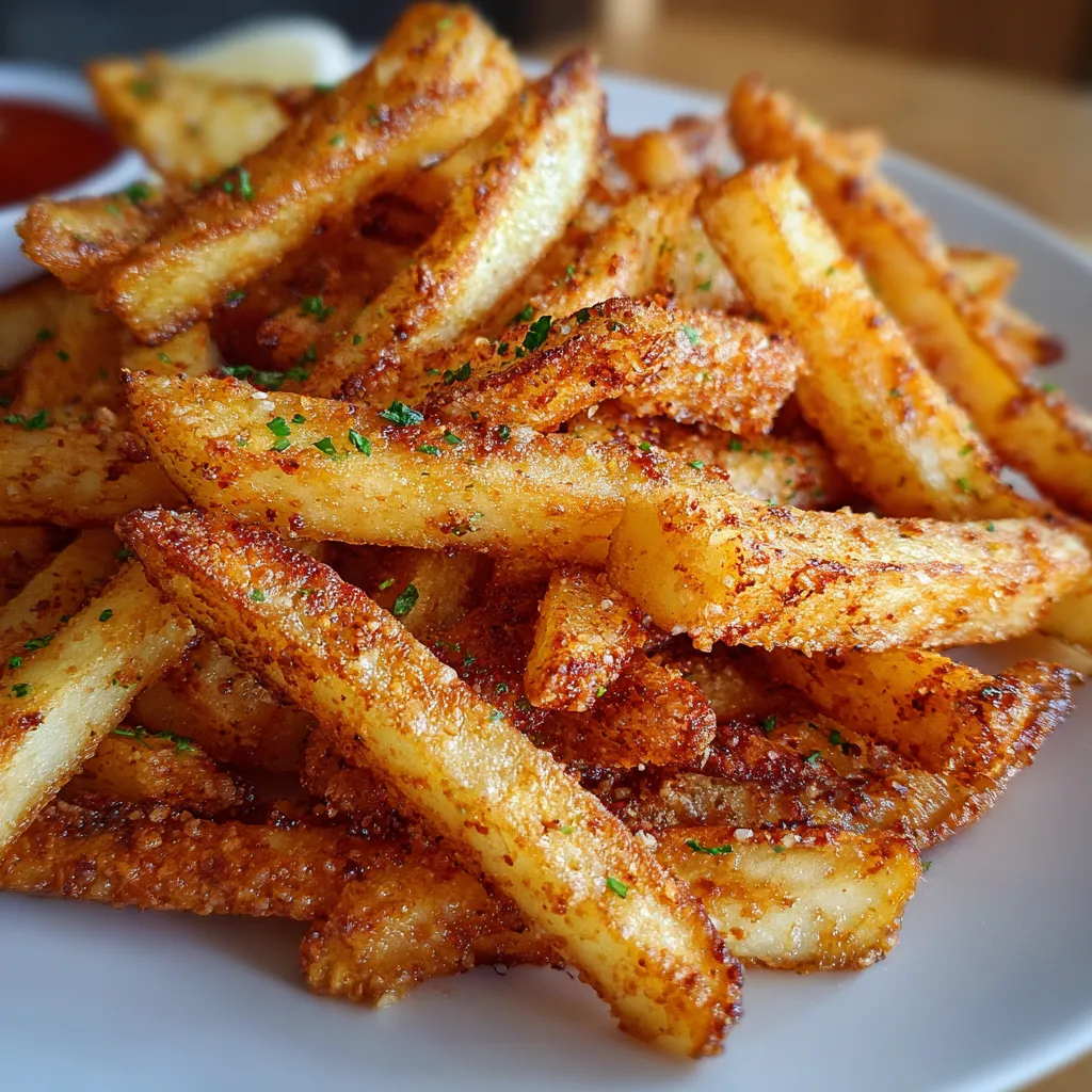Golden crispy apple fries served warm with a side of caramel dipping sauce