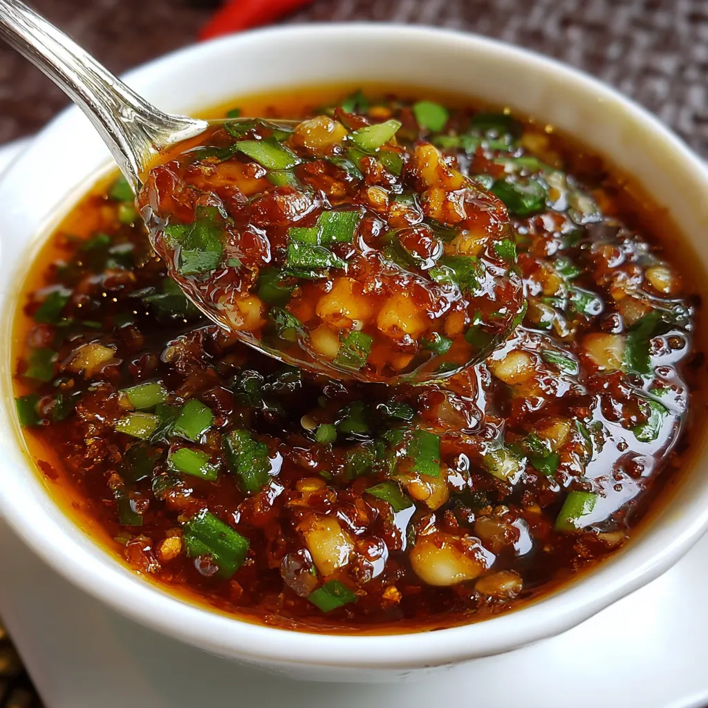 Homemade Garlic Chili Sauce in a glass jar with fresh garlic and chili flakes on the side