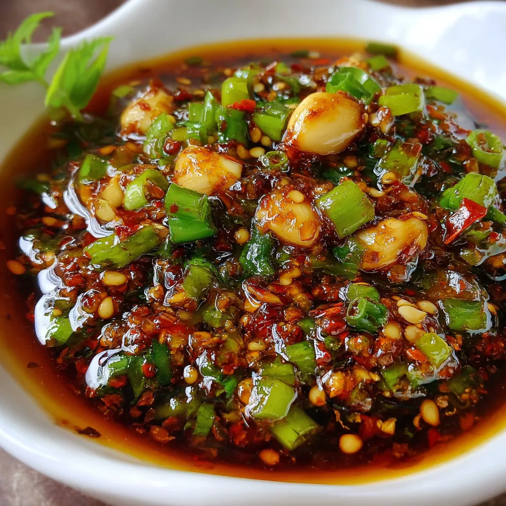 Homemade Garlic Chili Sauce in a glass jar with fresh garlic and chili flakes on the side