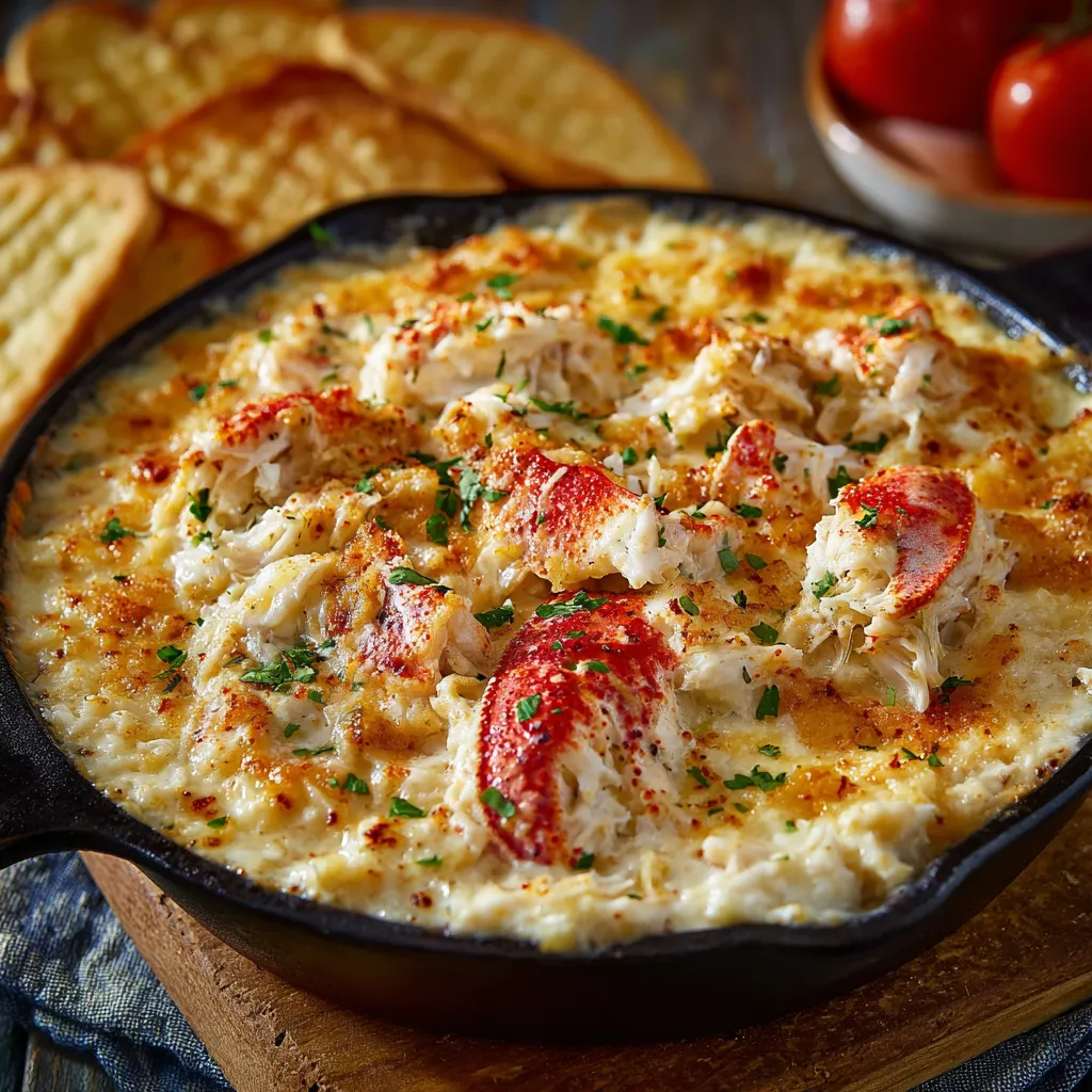 Hot Joe’s Crab Shack Crab Dip served in a baking dish with crackers on the side