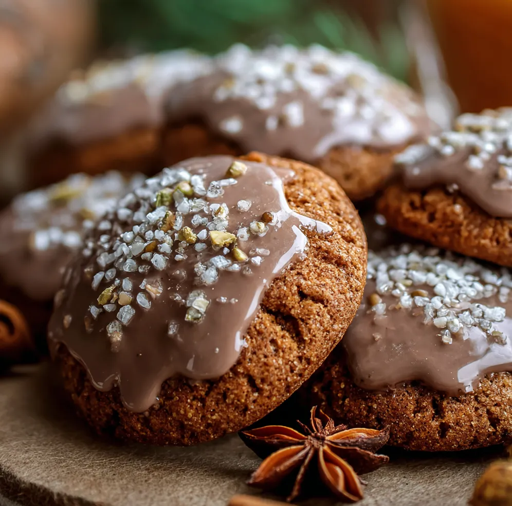 Soft and chewy German spice cookies glazed with sugar or dipped in chocolate, perfect for the holidays.