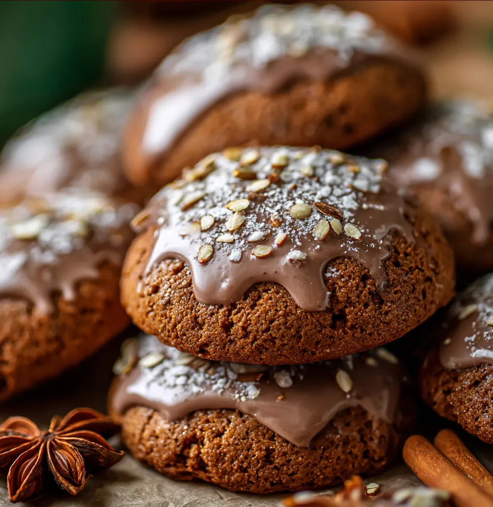 Soft and chewy German spice cookies glazed with sugar or dipped in chocolate, perfect for the holidays.