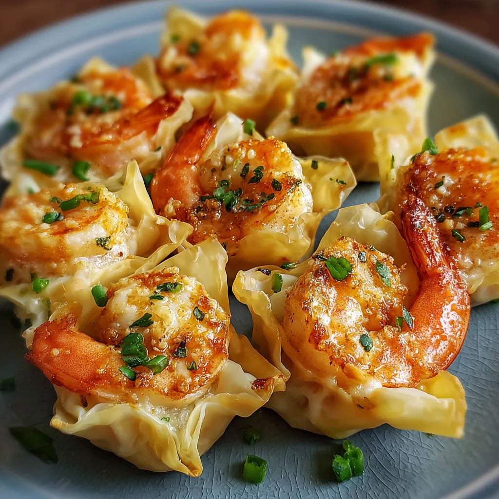 Shrimp and cream cheese wontons arranged on a plate with a bowl of sweet chili dipping sauce.