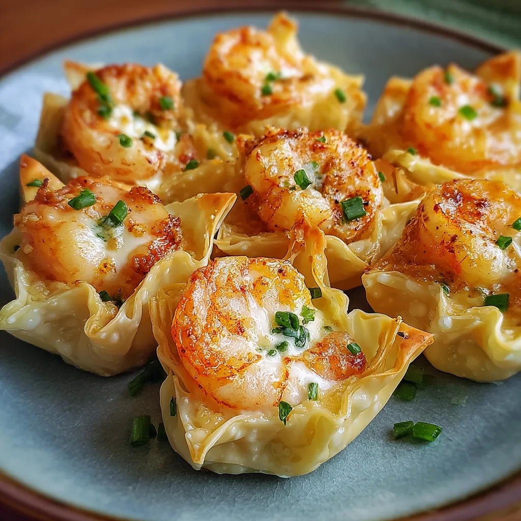 Shrimp and cream cheese wontons arranged on a plate with a bowl of sweet chili dipping sauce.