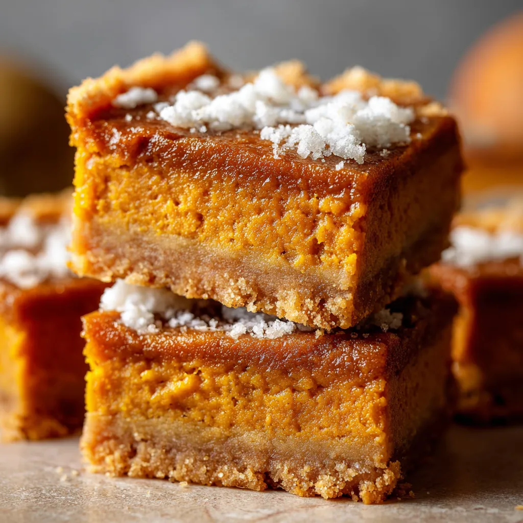 Freshly baked 5-Ingredient Sweet Potato Pie Bars with a golden crust, sliced into squares on a cooling rack