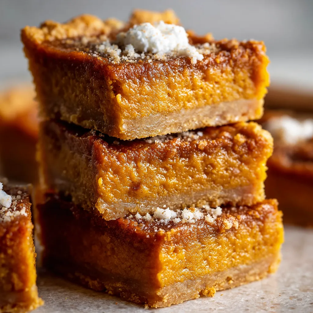 Freshly baked 5-Ingredient Sweet Potato Pie Bars with a golden crust, sliced into squares on a cooling rack
