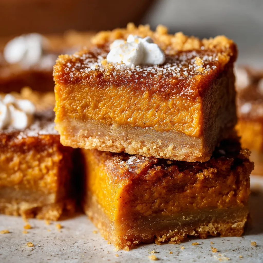 Freshly baked 5-Ingredient Sweet Potato Pie Bars with a golden crust, sliced into squares on a cooling rack