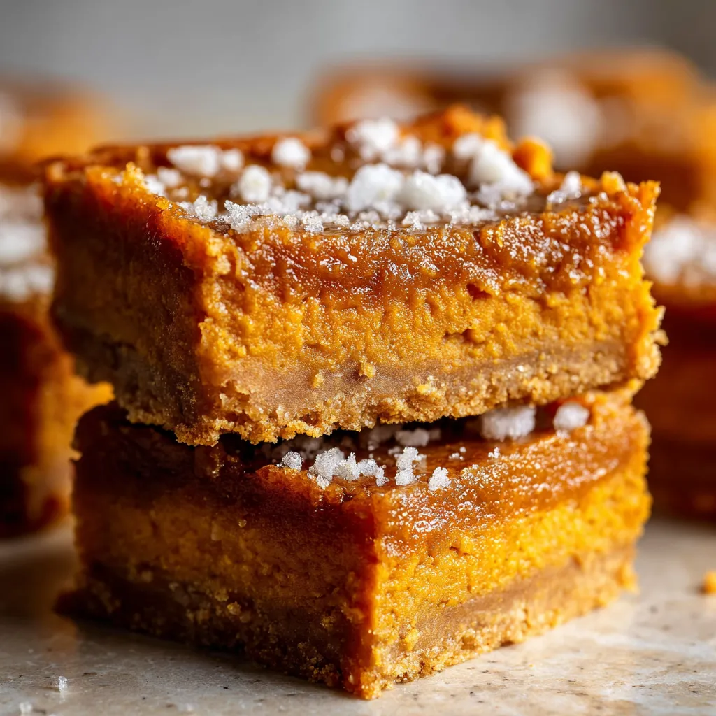 Freshly baked 5-Ingredient Sweet Potato Pie Bars with a golden crust, sliced into squares on a cooling rack