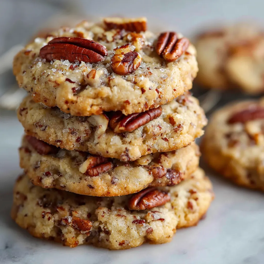 Freshly baked butter pecan cookies with golden toasted edges and soft chewy centers, cooling on a wire rack.