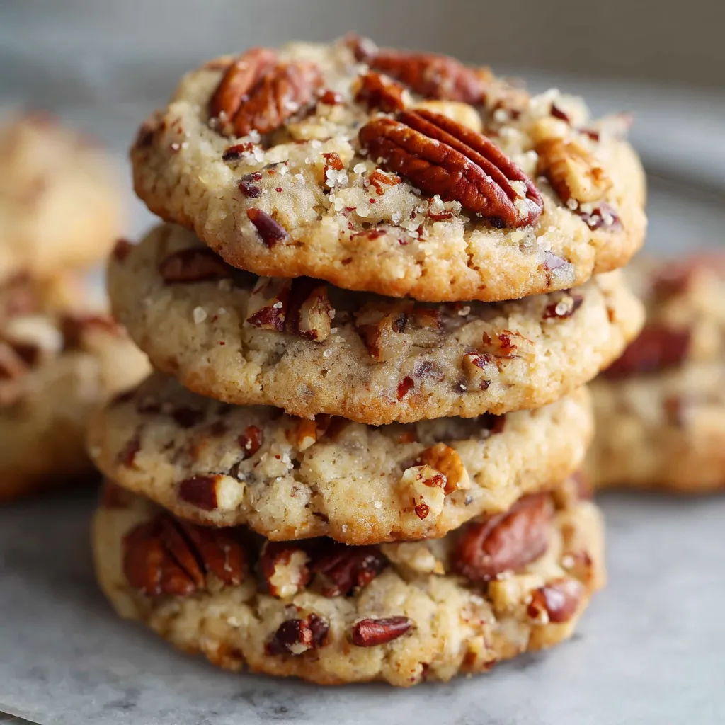 Freshly baked butter pecan cookies with golden toasted edges and soft chewy centers, cooling on a wire rack.