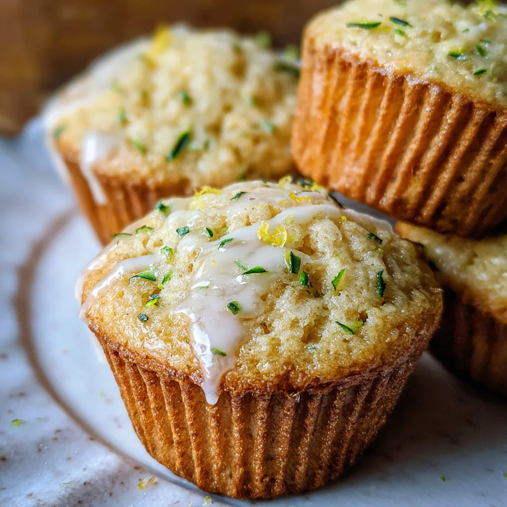 Freshly baked lemon zucchini muffins cooling on a wire rack