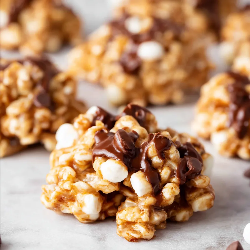 A batch of no-bake avalanche cookies with white chocolate and mini chocolate chips on parchment paper.