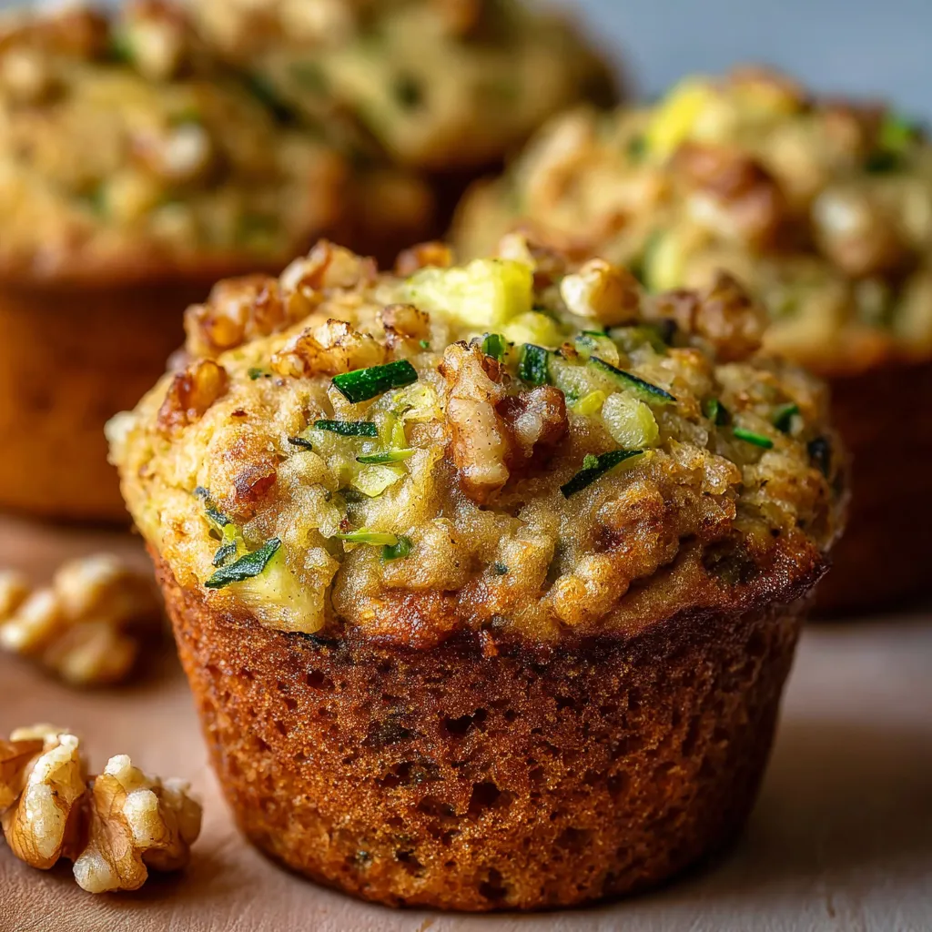 Freshly baked pineapple walnut zucchini muffins cooling on a wire rack.