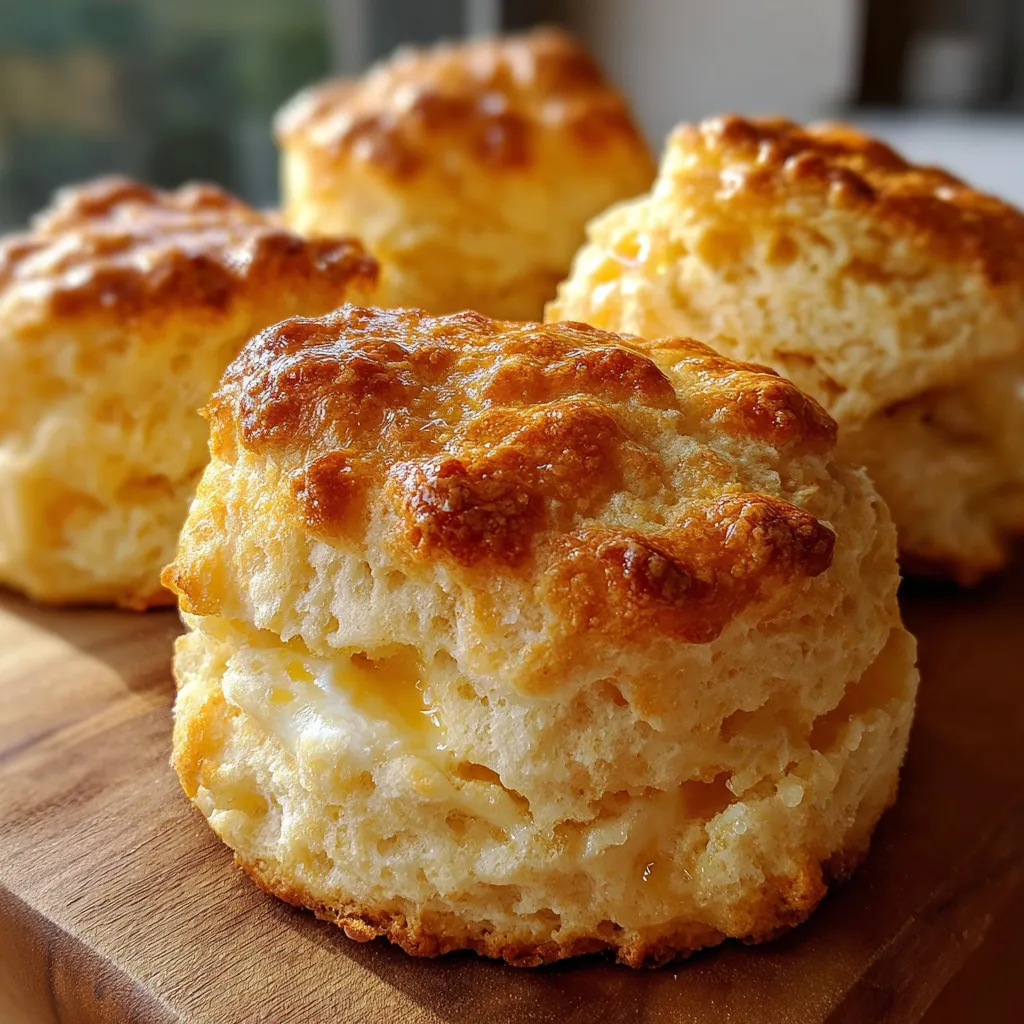 Freshly baked flaky sour cream biscuits on a parchment-lined tray
