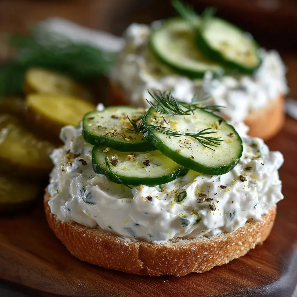 Bowl of tangy dill pickle cream cheese spread with crackers and sliced veggies