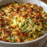 Easy shredded zucchini casserole with melted cheese and crispy breadcrumb topping