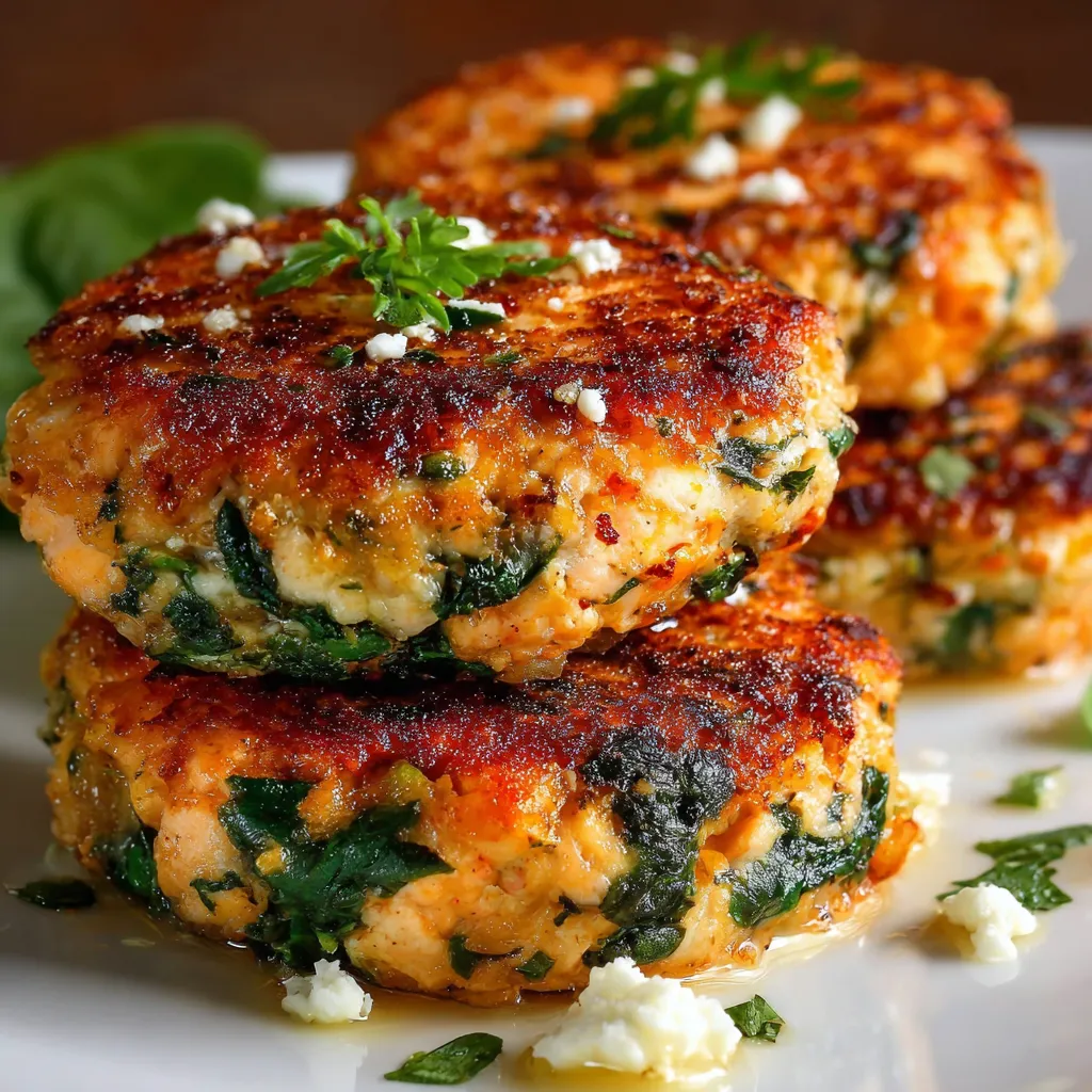 Crispy golden salmon cakes served with lemon wedges and fresh spinach