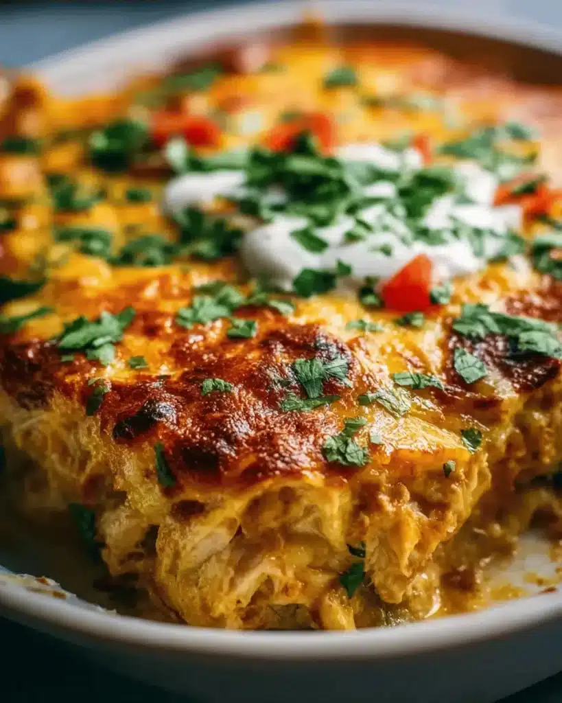 Cheesy Chicken Enchilada Casserole