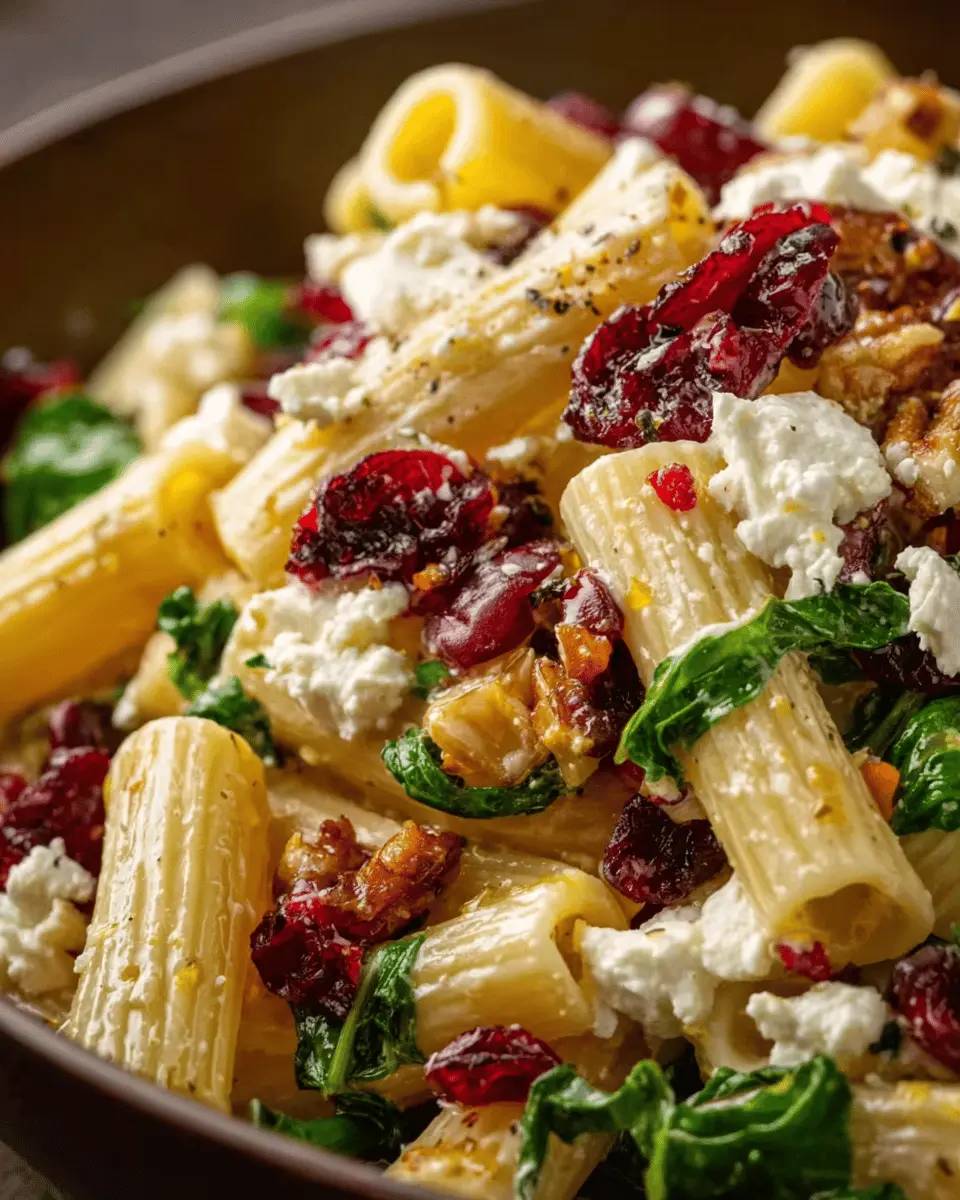 Feta & Cranberry Rigatoni Salad with Lemon Vinaigrette